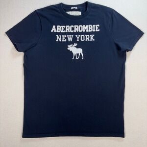 Abercrombie & Fitch Muscle T-Shirt Men's 2XL Dark Navy Cotton Spellout Big Moose